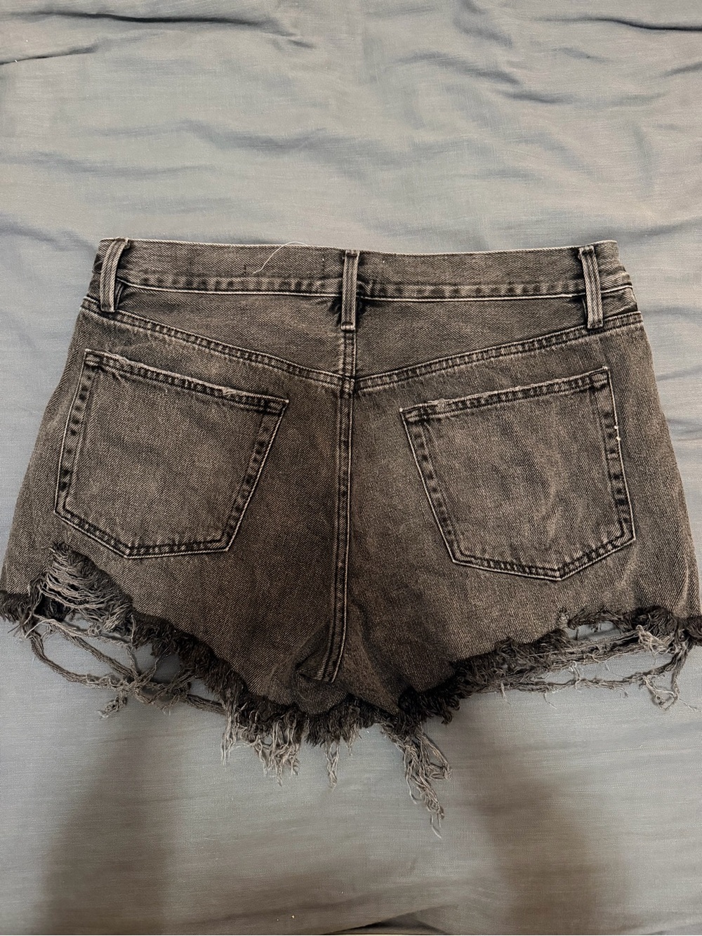 Frame Denim Washed Black Distressed Jean Shorts - Picture 3 of 3